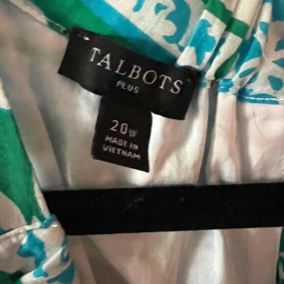 Talbots Cotton Medallion Tiles Halter Midi Dress Blue Green SZ 20 - Picture 6 of 10